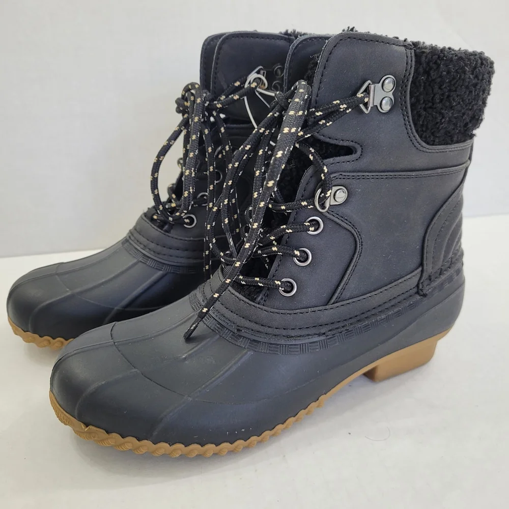 NWOT Tommy Hilfiger Rainah Duck Booties- Black- Size 8 M (Medium) - - Picture 1 of 9